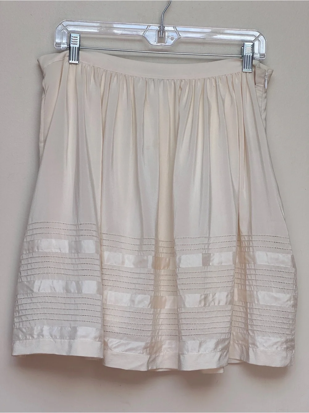 Theory Lilith Silk‎ Pleated A Line Skirt Ivory Cream Size 12